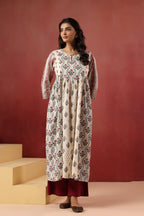 Hand-Block Printed Cotton Kurti — Elegant Flowy Ethnic Wear