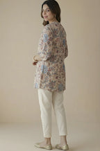 Ivory Pure Cotton Mughal Floral Printed Top
