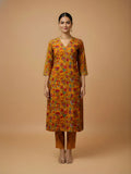 Mustard Bloom Pure Cotton Printed Kurta & Pant Set | Ethnic Floral Co-ord