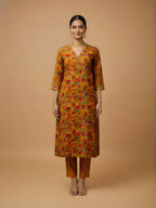 Mustard Bloom Pure Cotton Printed Kurta & Pant Set | Ethnic Floral Co-ord