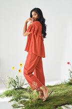 Olive Green Ruffle Top and Pants Co-ord Set