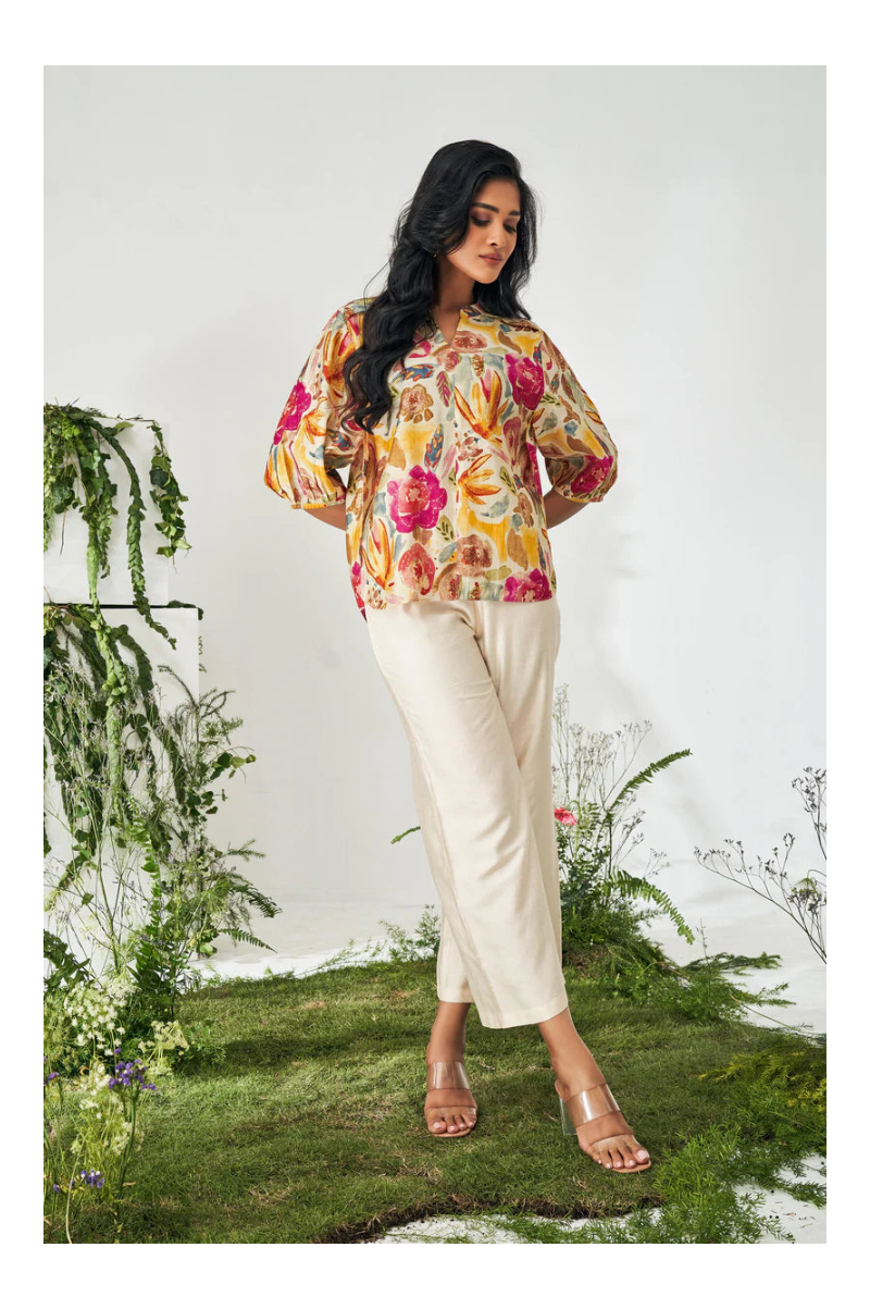 Multicolour Floral Print Top and Pant Co-ord Set