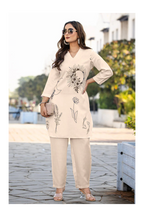 Cream Cotton Blend Printed Co-ord Set