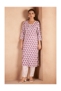 Cream & Wine Pure Cotton Paisley Printed Kurta