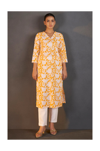 Yellow Pure Cotton Floral Printed Kurta