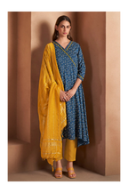 Navy Blue Viscose Rayon Printed Kurta Set