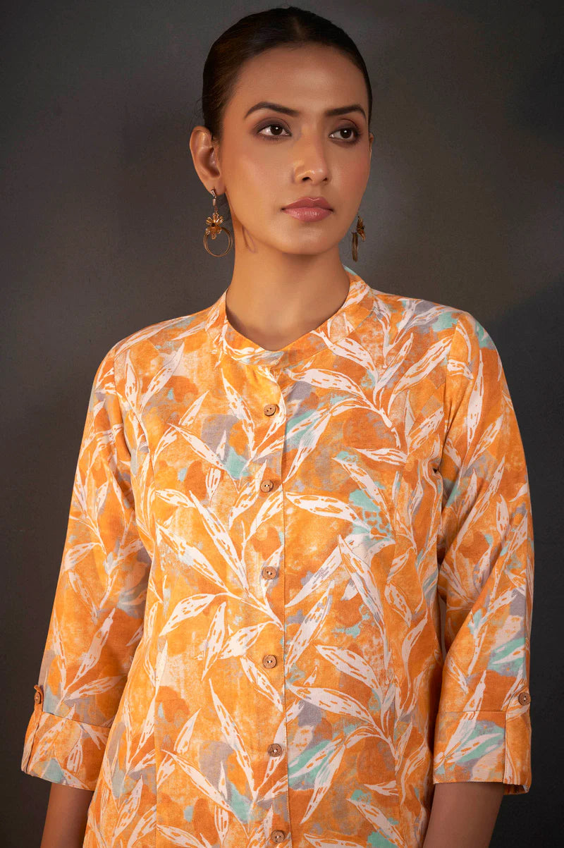 Light Pink Cotton Blend Printed Kurta