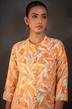 Light Pink Cotton Blend Printed Kurta