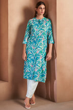Light Pink Cotton Blend Printed Kurta