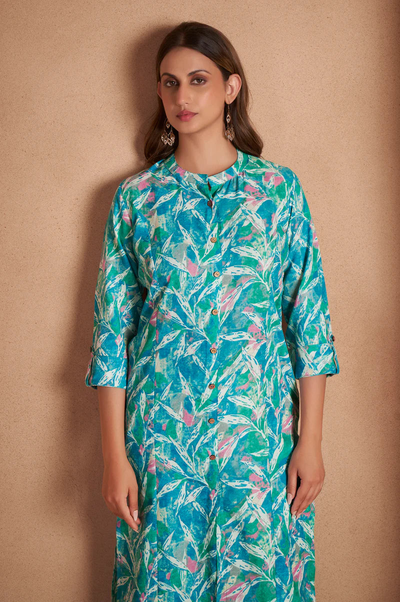 Light Pink Cotton Blend Printed Kurta