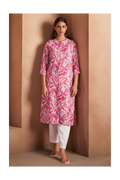 Light Pink Cotton Blend Printed Kurta