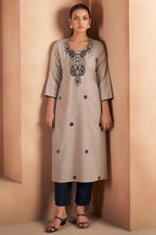 Pista Green Cotton Blend Chikankari Embroidered Kurta