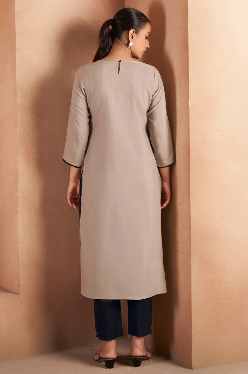 Pista Green Cotton Blend Chikankari Embroidered Kurta
