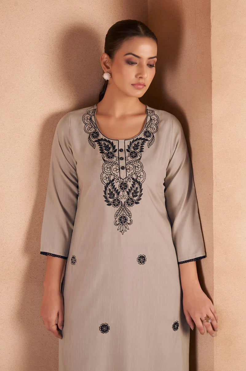 Pista Green Cotton Blend Chikankari Embroidered Kurta