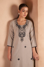 Pista Green Cotton Blend Chikankari Embroidered Kurta