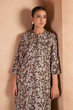 Turquoise Cotton Blend Floral Printed Kurta