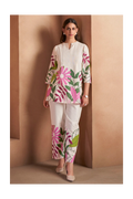 Off White Pure Cotton Floral Printed Co-Ord Set For Women