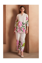 Off White Pure Cotton Floral Printed Co-Ord Set For Women