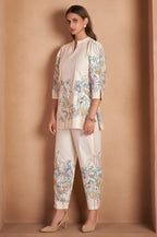 White Pure Cotton Floral Printed Co-Ord Set