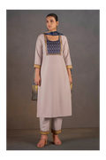 Cream Chinnon Floral Printed Kurta Set