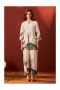 Off White Pure Cotton Printed Co-Ord Set