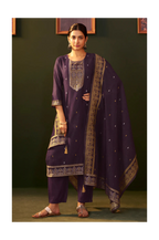 Purple Jacquard Silk Blend Straight Kurta Set with Dupatta