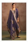 Lilac Jacquard Art Silk Straight Kurta Set with Cotton Bottom & Silk Blend Dupatta
