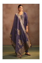 Lilac Jacquard Art Silk Straight Kurta Set with Cotton Bottom & Silk Blend Dupatta