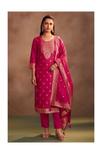 Rani Jacquard Art Silk Straight Kurta Set with Cotton Bottom & Silk Blend Dupatta