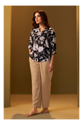Black and Brown Viscose Reyon Printed Top and Pant Co-ord Set