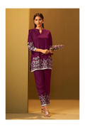Maroon Rayon Floral Printed Co-Ord Set
