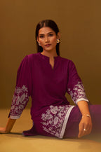 Maroon Rayon Floral Printed Co-Ord Set