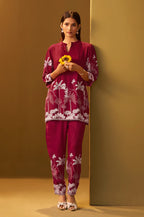 Red Rayon Floral Printed Co-Ord Set