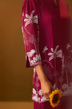 Red Rayon Floral Printed Co-Ord Set