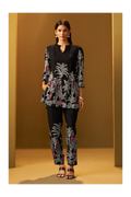 Black Rayon Floral Printed Co-Ord Set