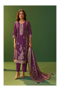 Purple Jacquard Art Silk Kurta Set with Cotton Bottom & Silk Jacquard Dupatta