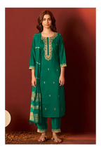 Green Chinnon Embroidered Kurta Set With dupatta