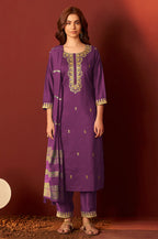 Green Chinnon Embroidered Kurta Set With dupatta