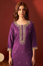 Green Chinnon Embroidered Kurta Set With dupatta