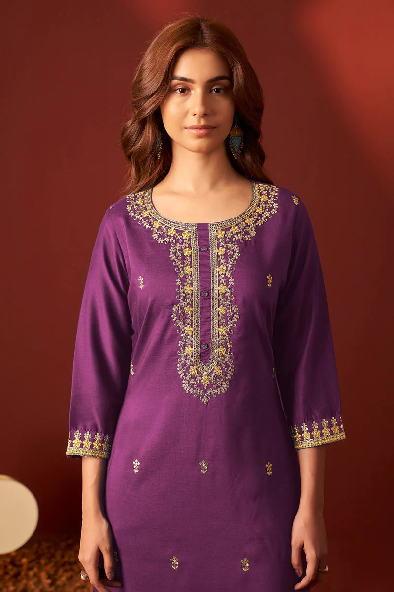 Green Chinnon Embroidered Kurta Set With dupatta