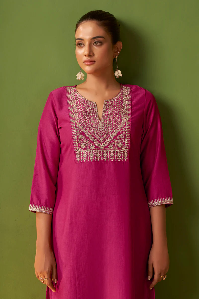 Green Chinon Embroidered Kurta Set with Jacquard Dupatta