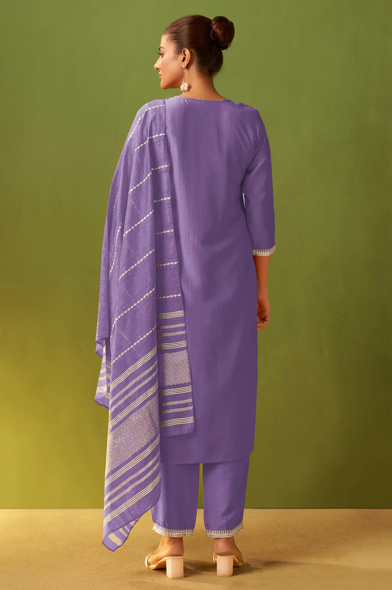 Green Chinon Embroidered Kurta Set with Jacquard Dupatta
