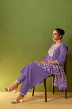 Green Chinon Embroidered Kurta Set with Jacquard Dupatta