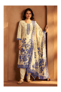 Cream Jacquard Art Silk Kurta Set with Cotton Bottom & Silk Jacquard Dupatta