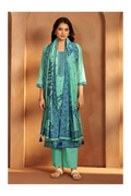 Teal Green Jacquard Art Silk Kurta Set with Cotton Bottom & Silk Jacquard Dupatta