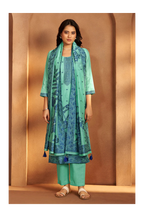 Teal Green Jacquard Art Silk Kurta Set with Cotton Bottom & Silk Jacquard Dupatta