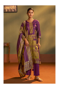 Wine Jacquard Art Silk Fla Wine Kurta Set with Cotton Bottom & Silk Blend Dupatta