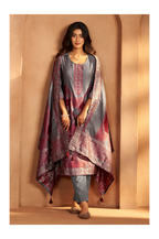 Grey Jacquard Art Silk Fla Grey Kurta Set with Cotton Bottom & Silk Blend Dupatta