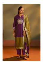Wine Jacquard Art Silk Kurta Set with Cotton Bottom & Silk Blend Dupatta