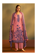 Pink Jacquard Art Silk Kurta Set with Cotton Bottom & Silk Blend Dupatta